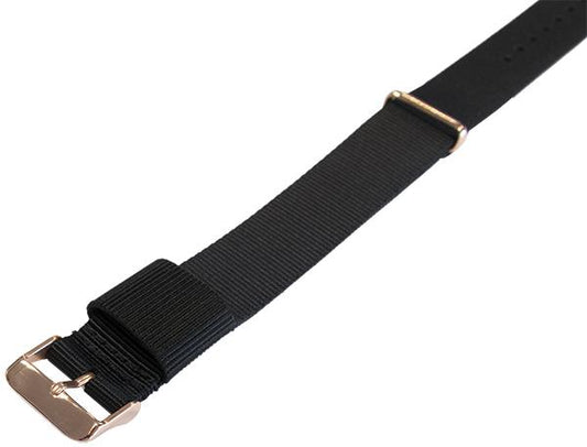 Masar NATO Nylon Nero / Fibbia Oro Rosa - Cinturino Orologio