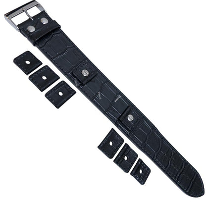 4 colori - Bracciale in pelle per orologio - 32 mm di larghezza - per larghezza anse 18 mm 20 mm 22 mm 24 mm - Stile coccodrillo