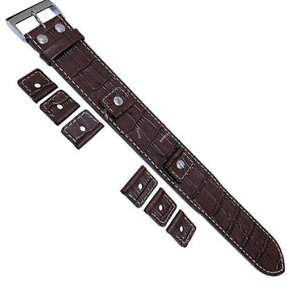4 colori - Bracciale in pelle per orologio - 32 mm di larghezza - per larghezza anse 18 mm 20 mm 22 mm 24 mm - Stile coccodrillo
