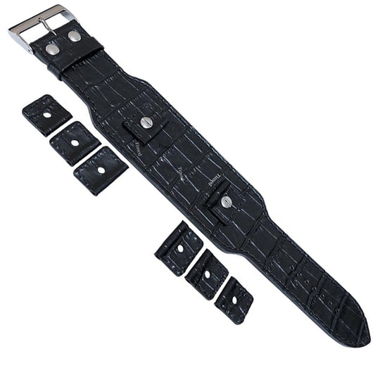 4 colori - Bracciale in pelle per orologio - 45 mm di larghezza - per larghezza anse 18 mm 20 mm 22 mm 24 mm - Stile coccodrillo