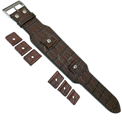 4 colori - Bracciale in pelle per orologio - 45 mm di larghezza - per larghezza anse 18 mm 20 mm 22 mm 24 mm - Stile coccodrillo
