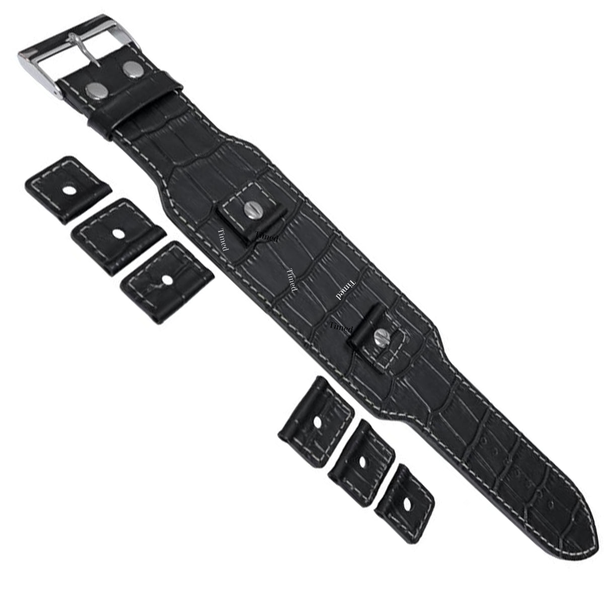4 colori - Bracciale in pelle per orologio - 45 mm di larghezza - per larghezza anse 18 mm 20 mm 22 mm 24 mm - Stile coccodrillo