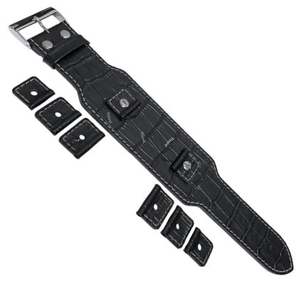 4 colori - Bracciale in pelle per orologio - 45 mm di larghezza - per larghezza anse 18 mm 20 mm 22 mm 24 mm - Stile coccodrillo