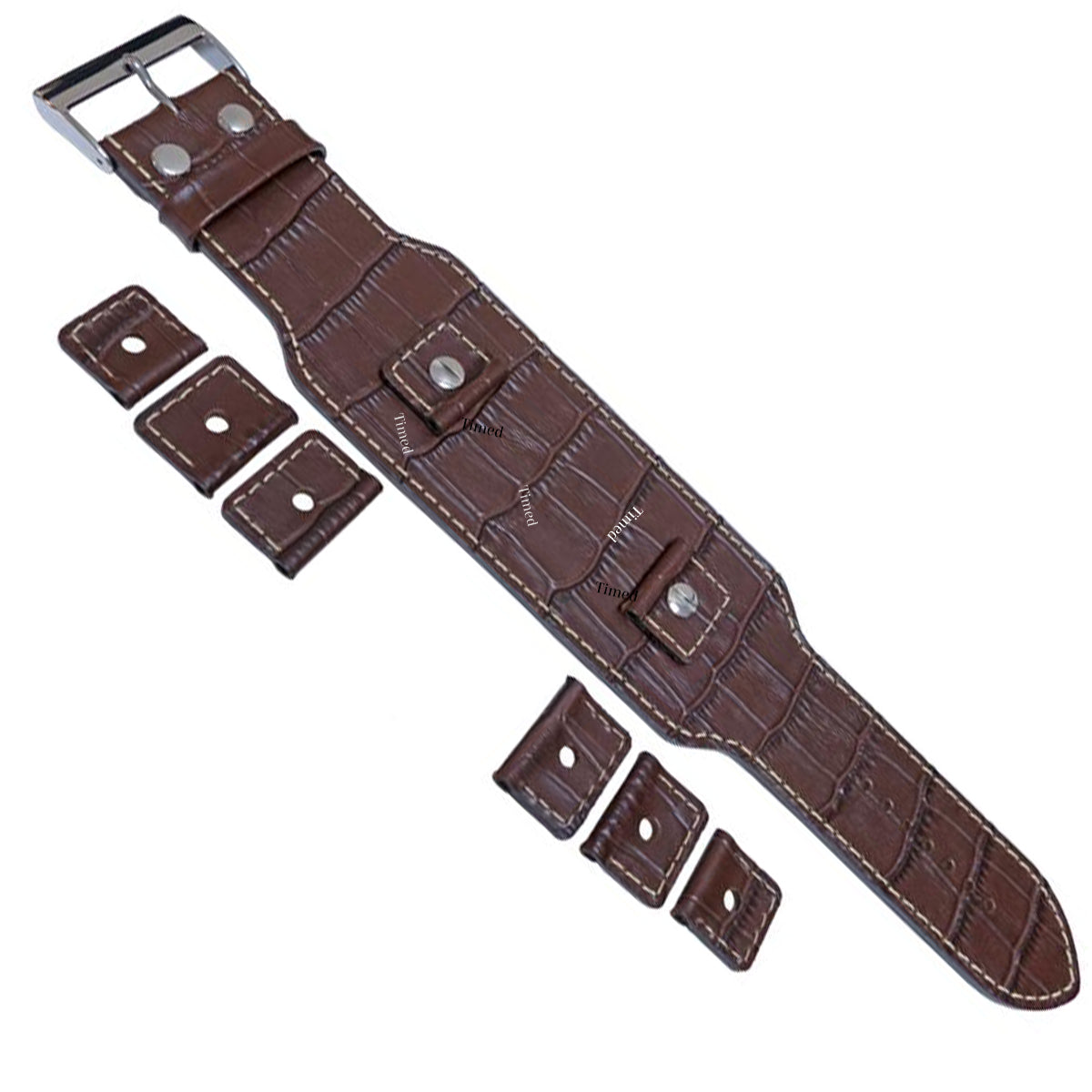 4 colori - Bracciale in pelle per orologio - 45 mm di larghezza - per larghezza anse 18 mm 20 mm 22 mm 24 mm - Stile coccodrillo