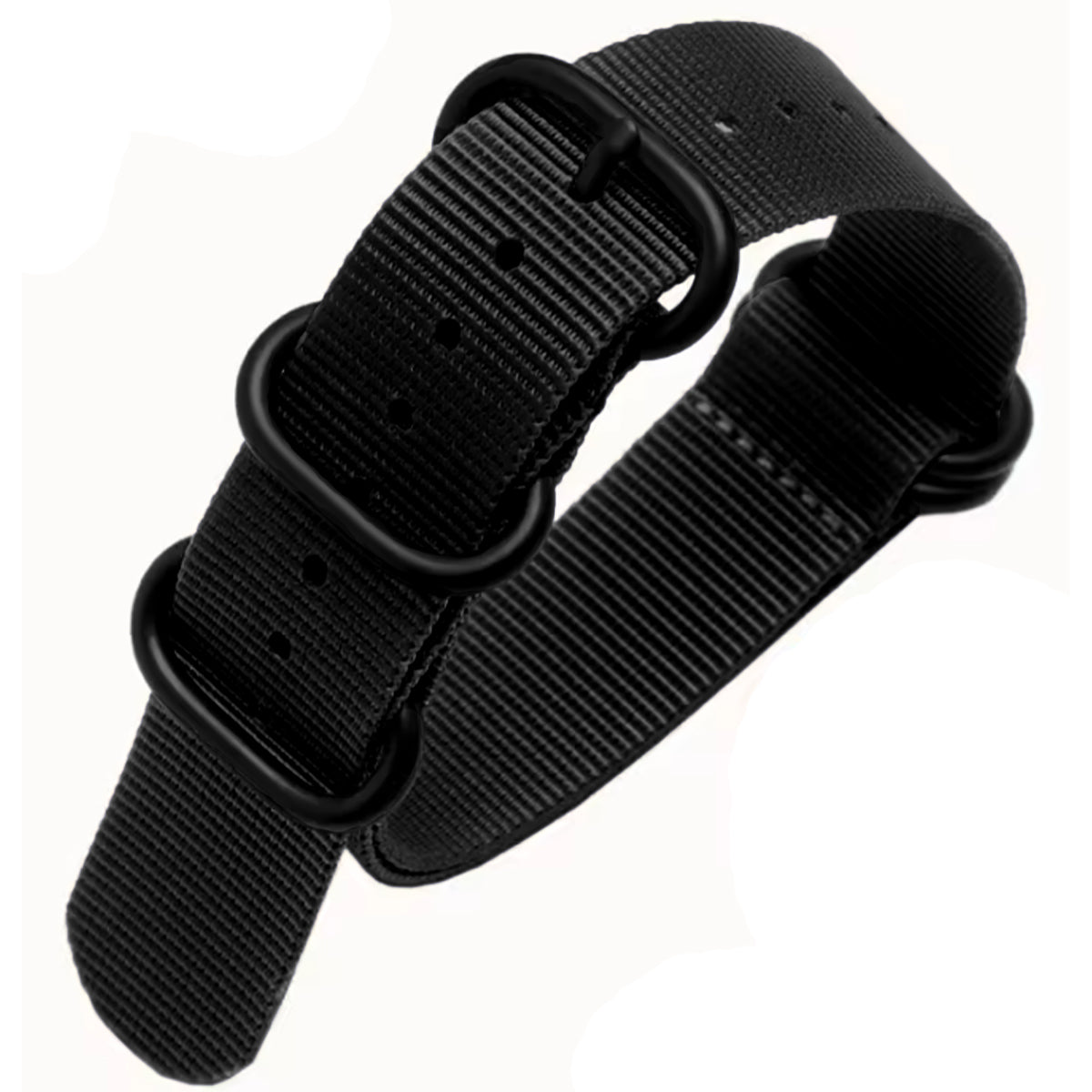 Cinturino Nato ZULU 21mm - Nero / Nero pieno - Uomo - Cinturino in nylon 1,2mm