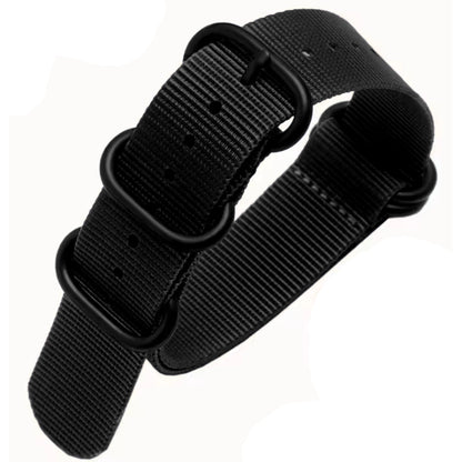 Cinturino Nato ZULU 21mm - Nero / Nero pieno - Uomo - Cinturino in nylon 1,2mm