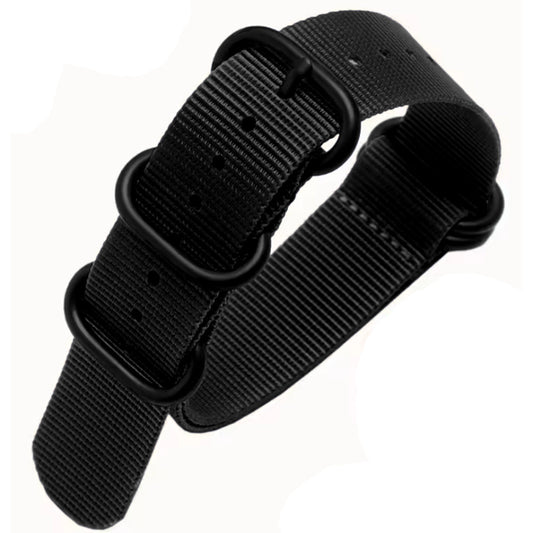 Cinturino Nato ZULU 21mm - Nero / Nero pieno - Uomo - Cinturino in nylon 1,2mm