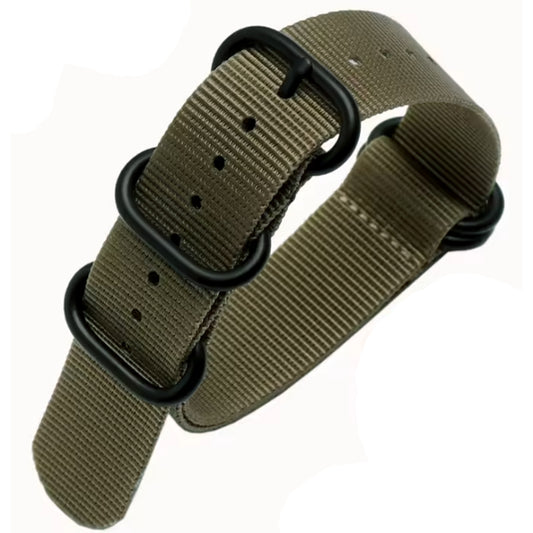 Cinturino Nato Masar ZULU 21mm Verde - Fibbia Oliva/Nero - Cinturino in Nylon da 1,2mm