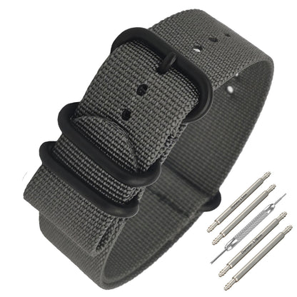 Cinturino Nato in nylon Masar ZULU da 22 mm - Fibbia grigia/nera - Uomo - Cinturino rigido spesso 2 mm
