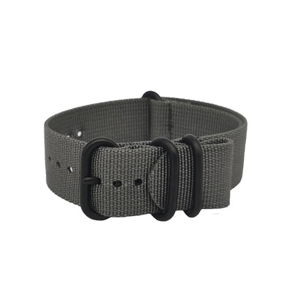 Cinturino Nato in nylon Masar ZULU da 22 mm - Fibbia grigia/nera - Uomo - Cinturino rigido spesso 2 mm