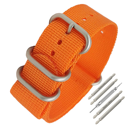 Cinturino Nato Masar ZULU 20 mm in nylon - Arancione / Fibbia satinata - Uomo - Cinturino rigido e spesso 2 mm
