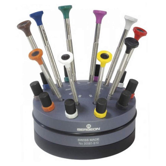 Bergeon 30081-S10 Deluxe Kit - Cacciavite con supporto rotante